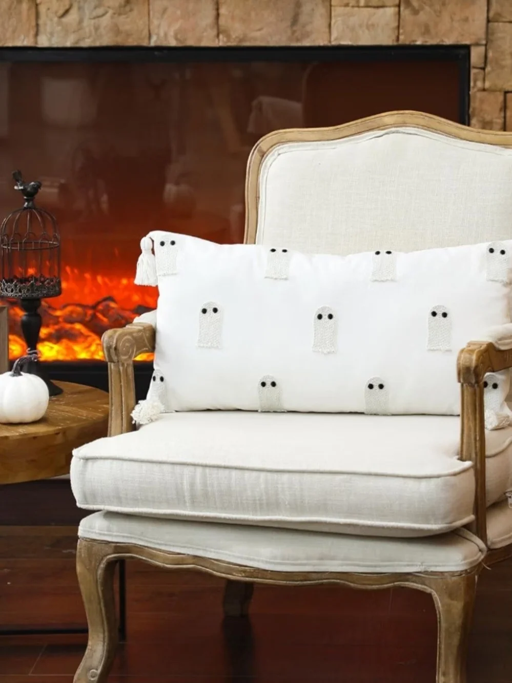 Beeveer Halloween Ghost Throw Pillow with Tassels 14 x 26 Inch